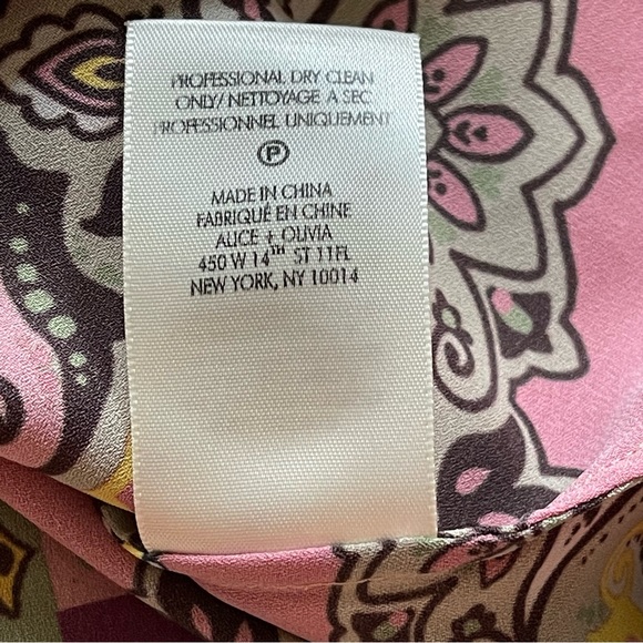 Alice+Olivia Lilian Paisley Long Sleeve Belted Mini Dress In Desire Multi Combo - Picture 9 of 10